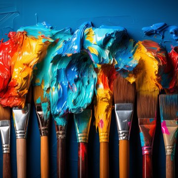 Farbpinsel mit Farbe aneinandergereiht