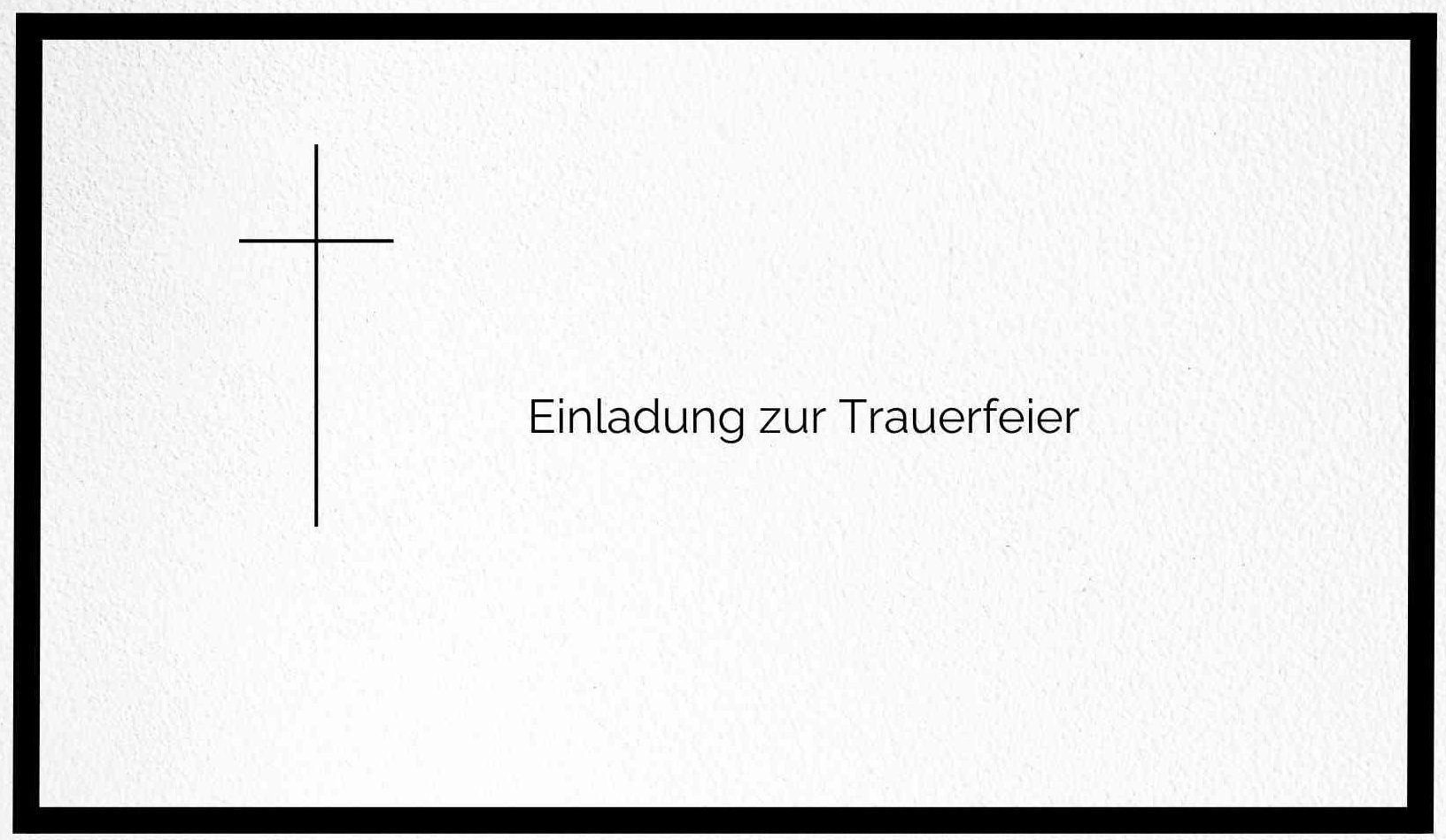 Einladungskarte zu einer Trauerfeier