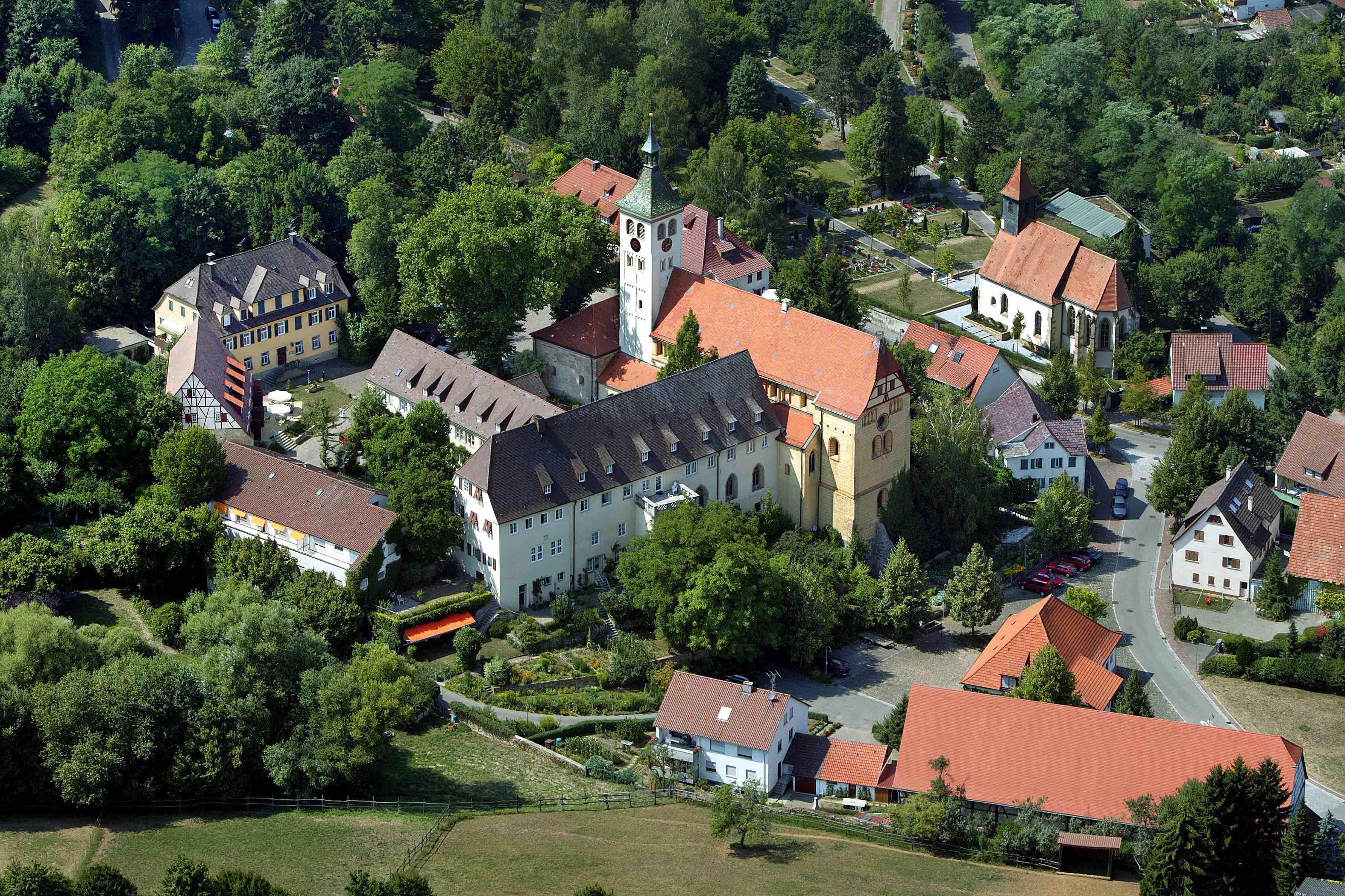 Klosteranlage in Denkendorf von oben